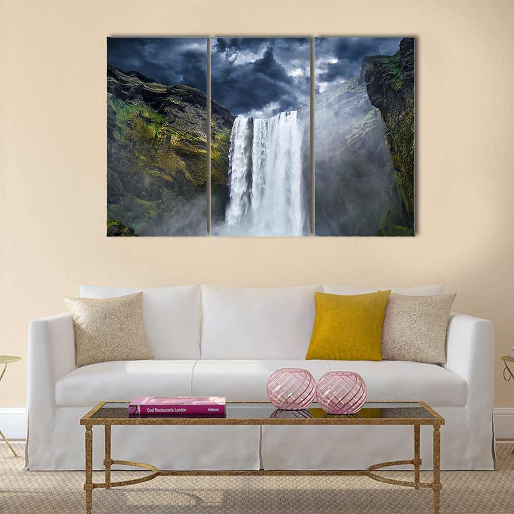 Breathtaking Waterfall in Iceland multi panel canvas wall art