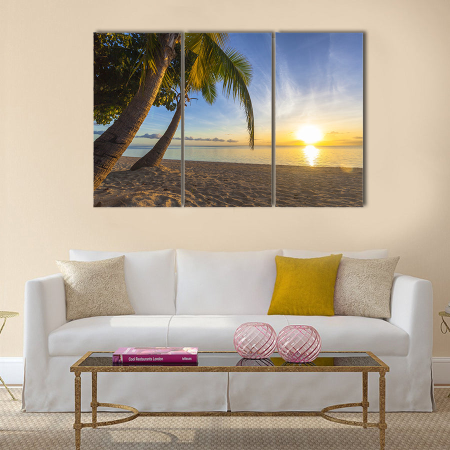 Sunset on tropical Fiji island multi panel canvas wall art