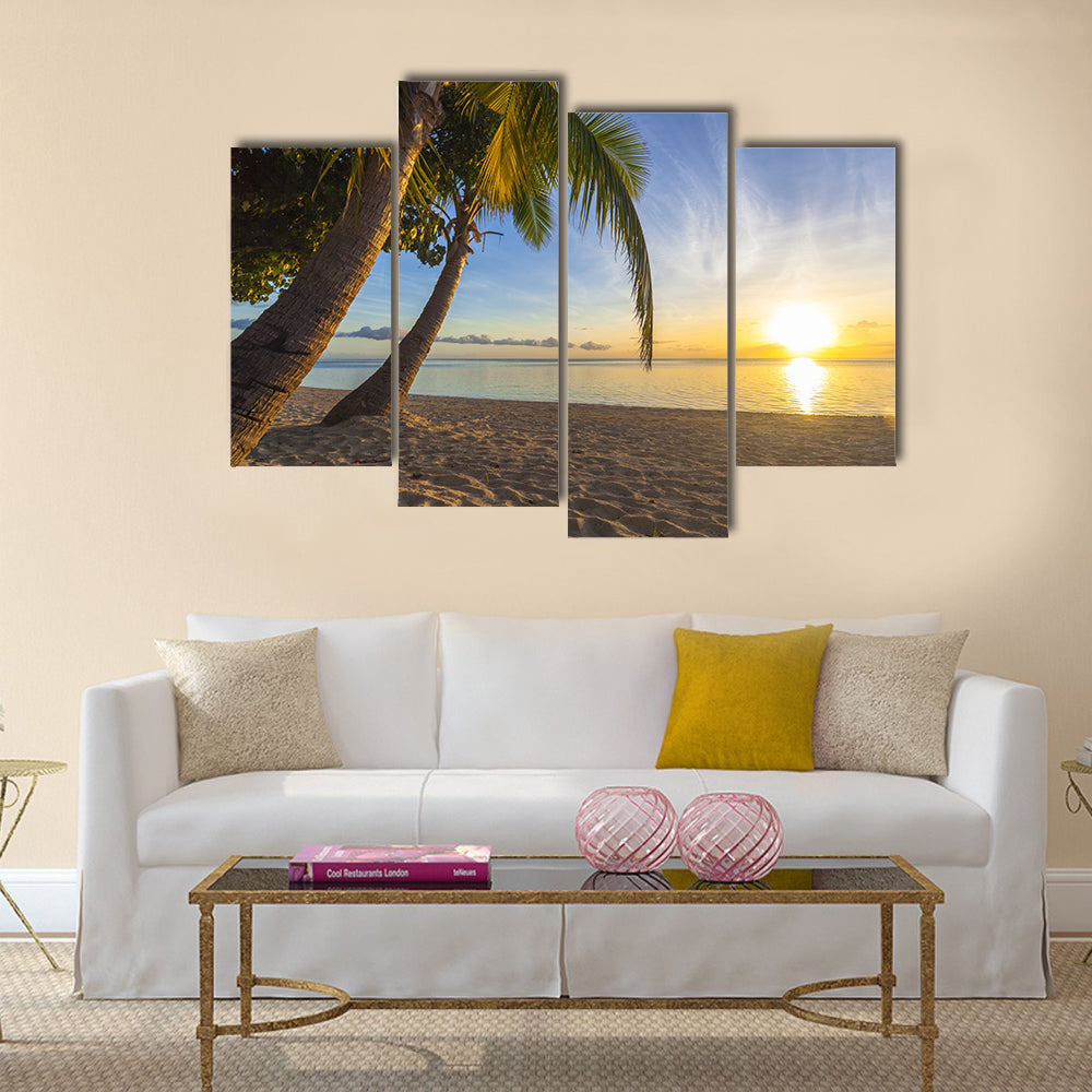 Sunset on tropical Fiji island multi panel canvas wall art