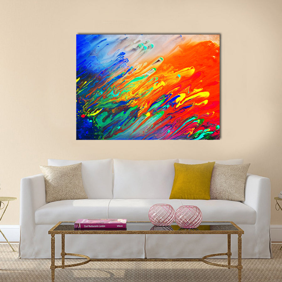 Colorful abstract acrylic painting Natural dynamic mixture of colors flow Multi panel canvas wall art