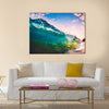 Ocean Wave at Sunset Multi Panel Canvas Wall Art