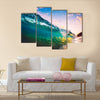 Ocean Wave at Sunset Multi Panel Canvas Wall Art