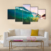 Ocean Wave at Sunset Multi Panel Canvas Wall Art