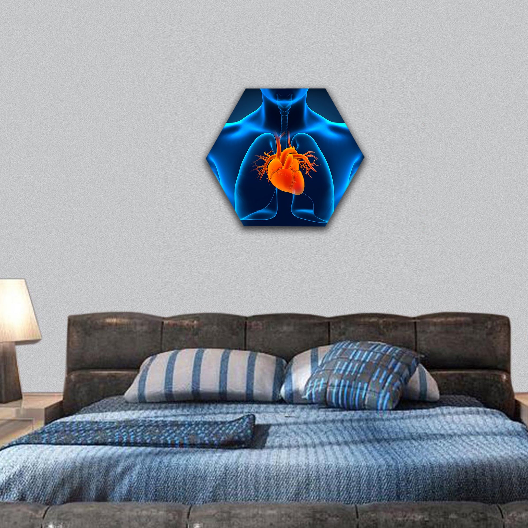 Human Heart Anatomy hexagonal canvas wall art
