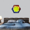 Tennis ball in fire flames and splashing water hexagonal canvas wall art