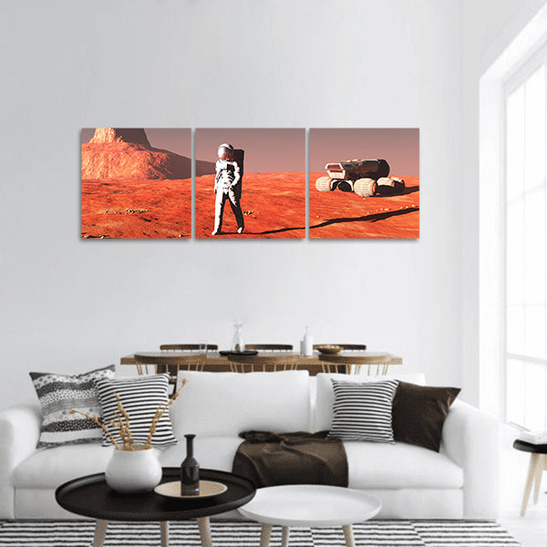 Scene of the astronaut on mars panoramic canvas wall art