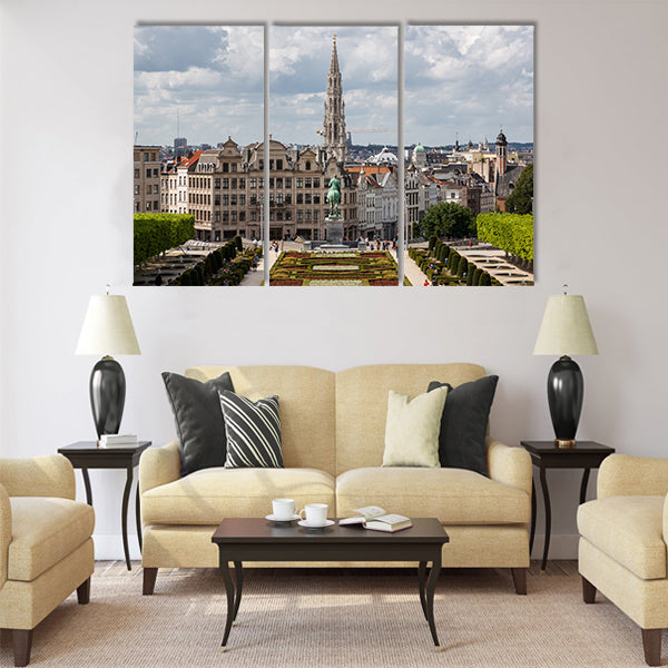 Cityscape of Brussels from Monts des Arts Multi panel canvas wall art