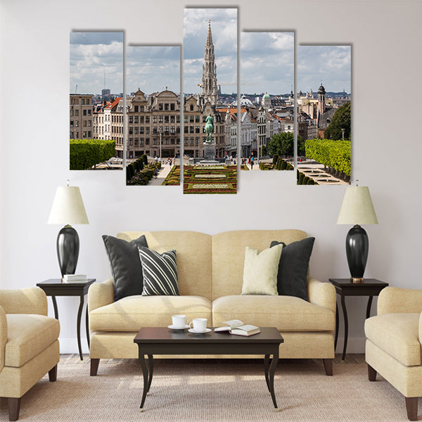 Cityscape of Brussels from Monts des Arts Multi panel canvas wall art