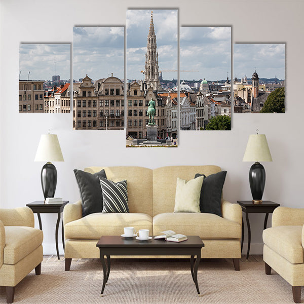Cityscape of Brussels from Monts des Arts Multi panel canvas wall art
