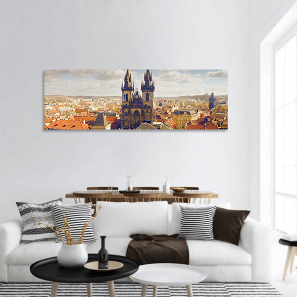 Square in Prague panoramic canvas wall art