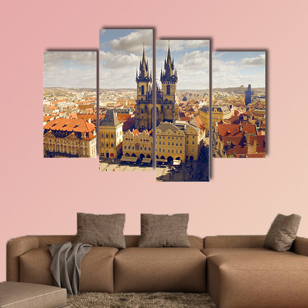 Main Square in Prague multi panel canvas wall art