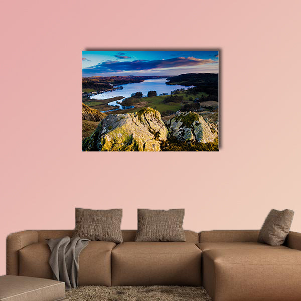 View over lake windermere from loughrigg fell Multi panel canvas wall art