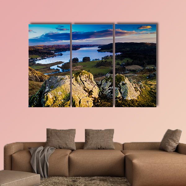 View over lake windermere from loughrigg fell Multi panel canvas wall art