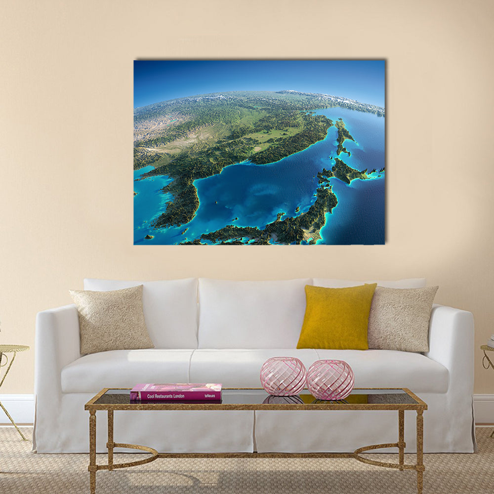Planet Earth in morning Exaggerated precise relief Multi Panel Canvas Wall Art