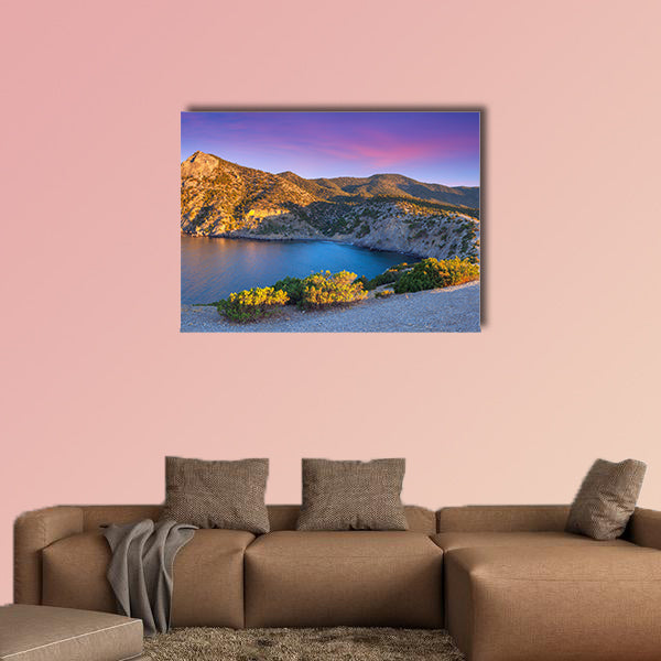 Colorful summer sunrise on the sea Royal bay, Novy Svet, Cremea multi panel canvas wall art