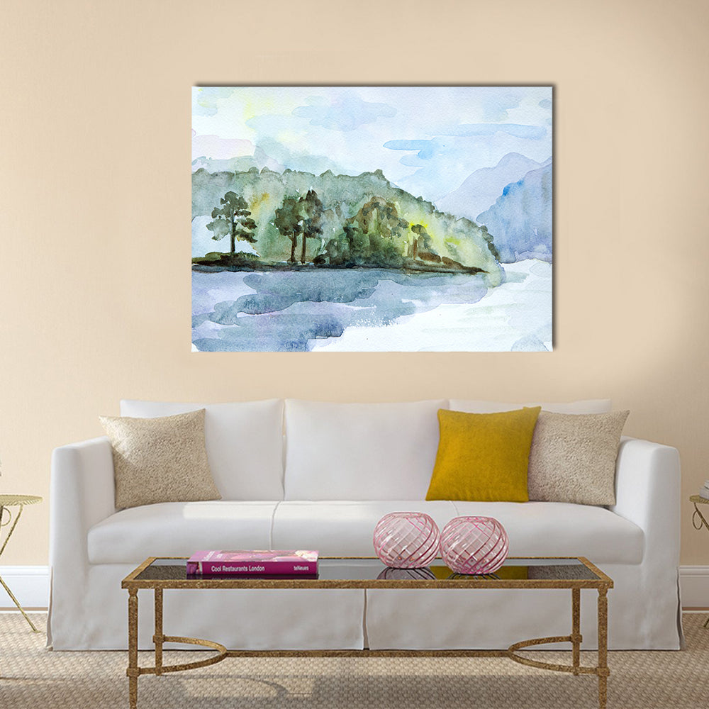 Drawing watercolor seascape Multi Panel Canvas Wall Art