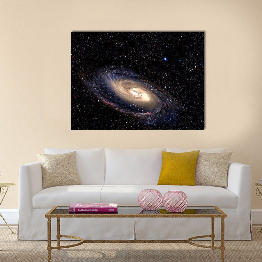 Spiral galaxy in deep space with star field background Panel Canvas Wall Art