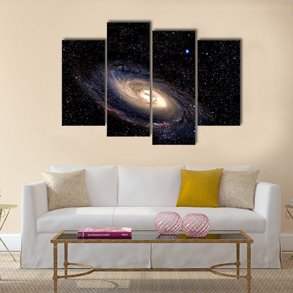 Spiral galaxy in deep space with star field background Panel Canvas Wall Art