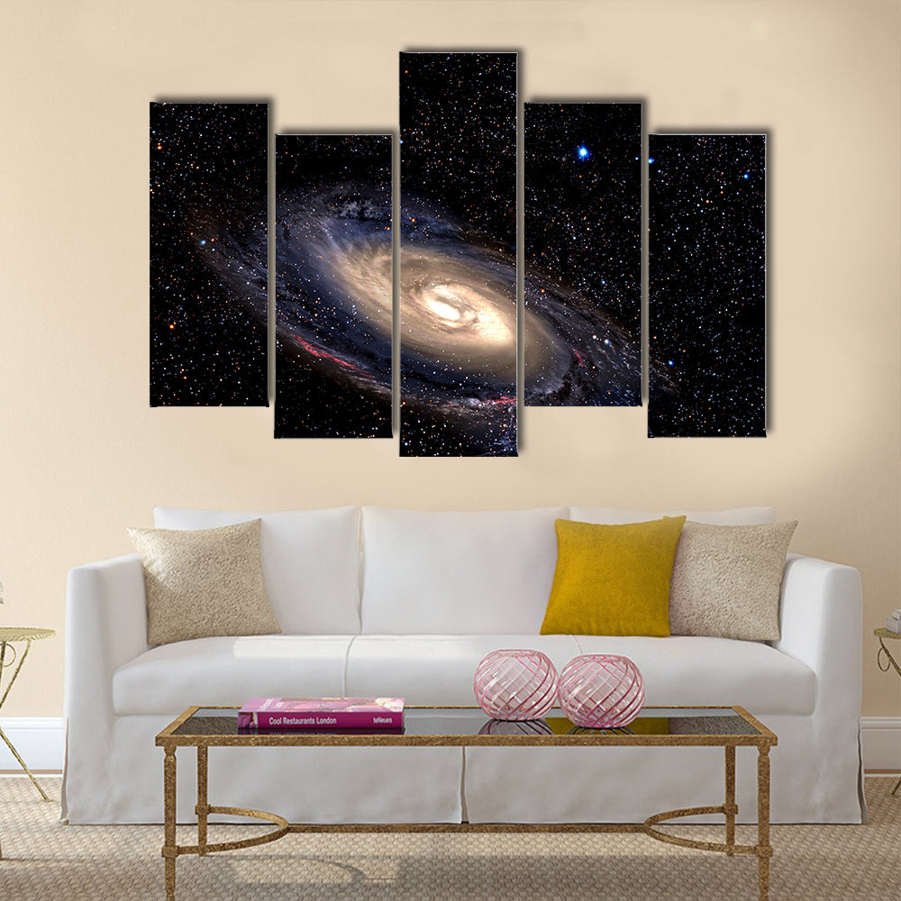 Spiral galaxy in deep space with star field background Panel Canvas Wall Art