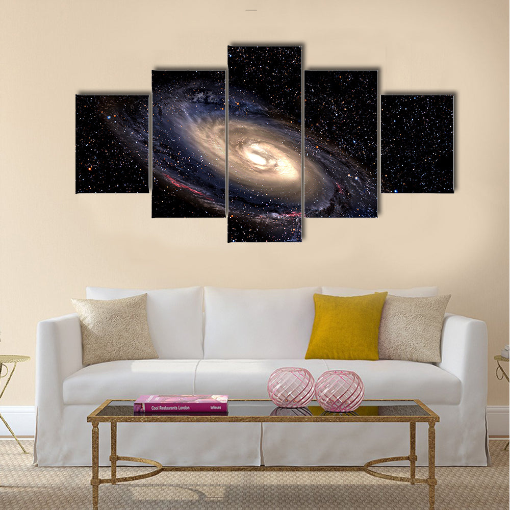 Spiral galaxy in deep space with star field background Panel Canvas Wall Art