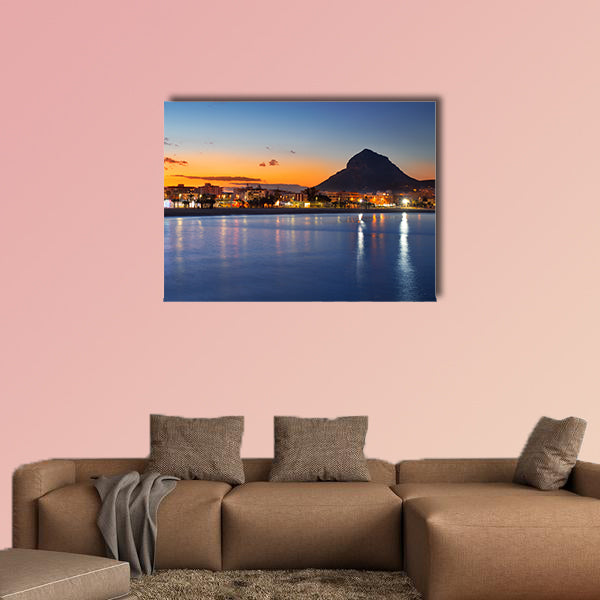 Alicante Javea sunset beach cityscape night view multi panel canvas wall art
