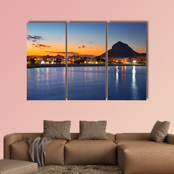 Alicante Javea sunset beach cityscape night view multi panel canvas wall art