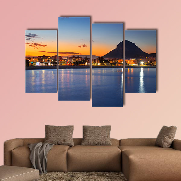 Alicante Javea sunset beach cityscape night view multi panel canvas wall art