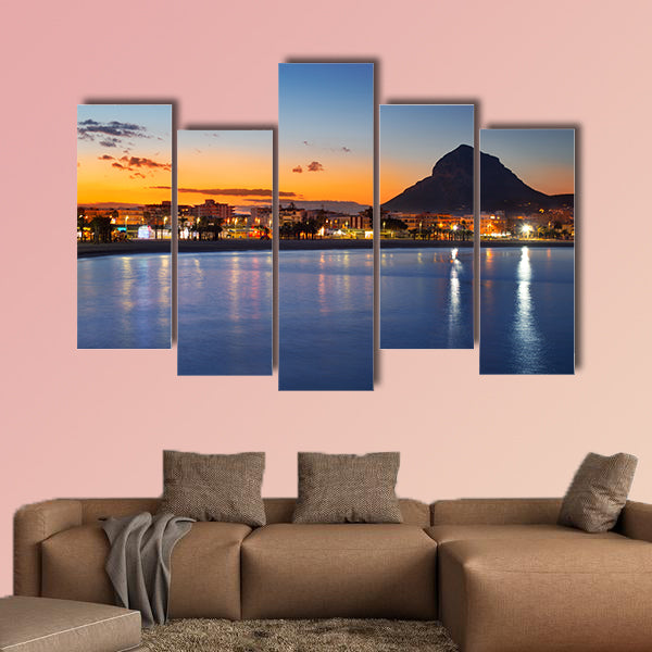 Alicante Javea sunset beach cityscape night view multi panel canvas wall art