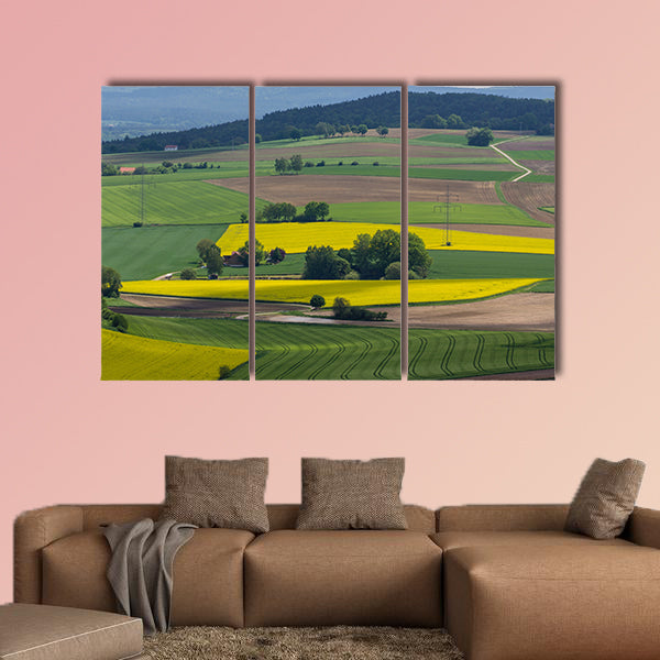 Spring landscape with canola fields Bavaria multi panel canvas wall art