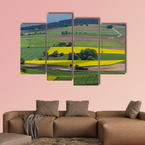 Spring landscape with canola fields Bavaria multi panel canvas wall art