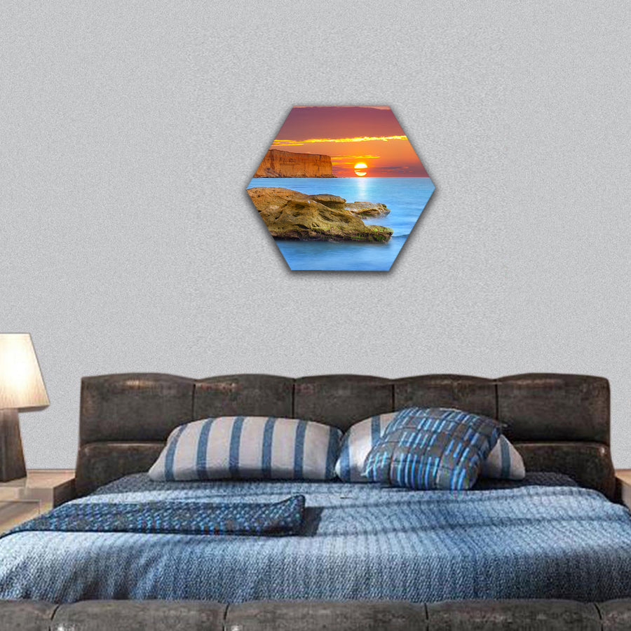 Beautiful Sunrise summer seascape hexagonal canvas wall art
