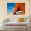 Red archs on atlantic ocean coast Multi Panel Canvas Wall Art