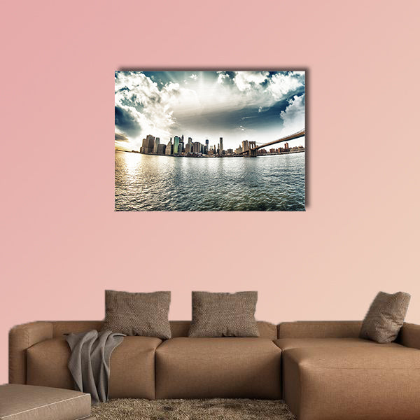 Spectacular view of Brooklyn Bridge from Brooklyn shore wall art