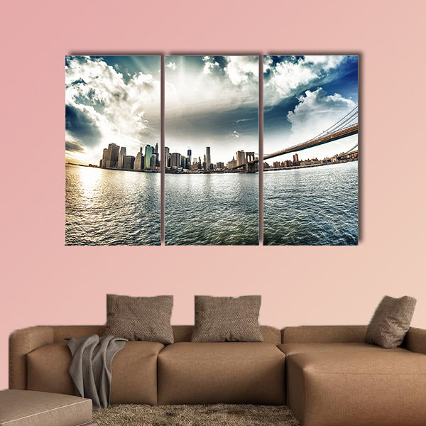 Spectacular view of Brooklyn Bridge from Brooklyn shore wall art