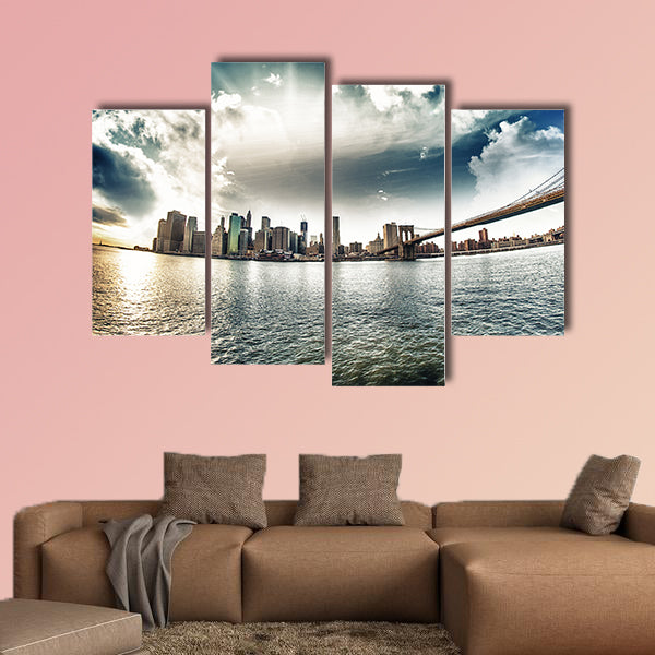 Spectacular view of Brooklyn Bridge from Brooklyn shore wall art