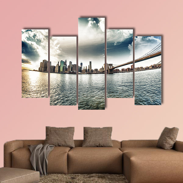 Spectacular view of Brooklyn Bridge from Brooklyn shore wall art