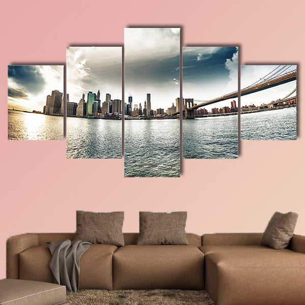 Spectacular view of Brooklyn Bridge from Brooklyn shore wall art