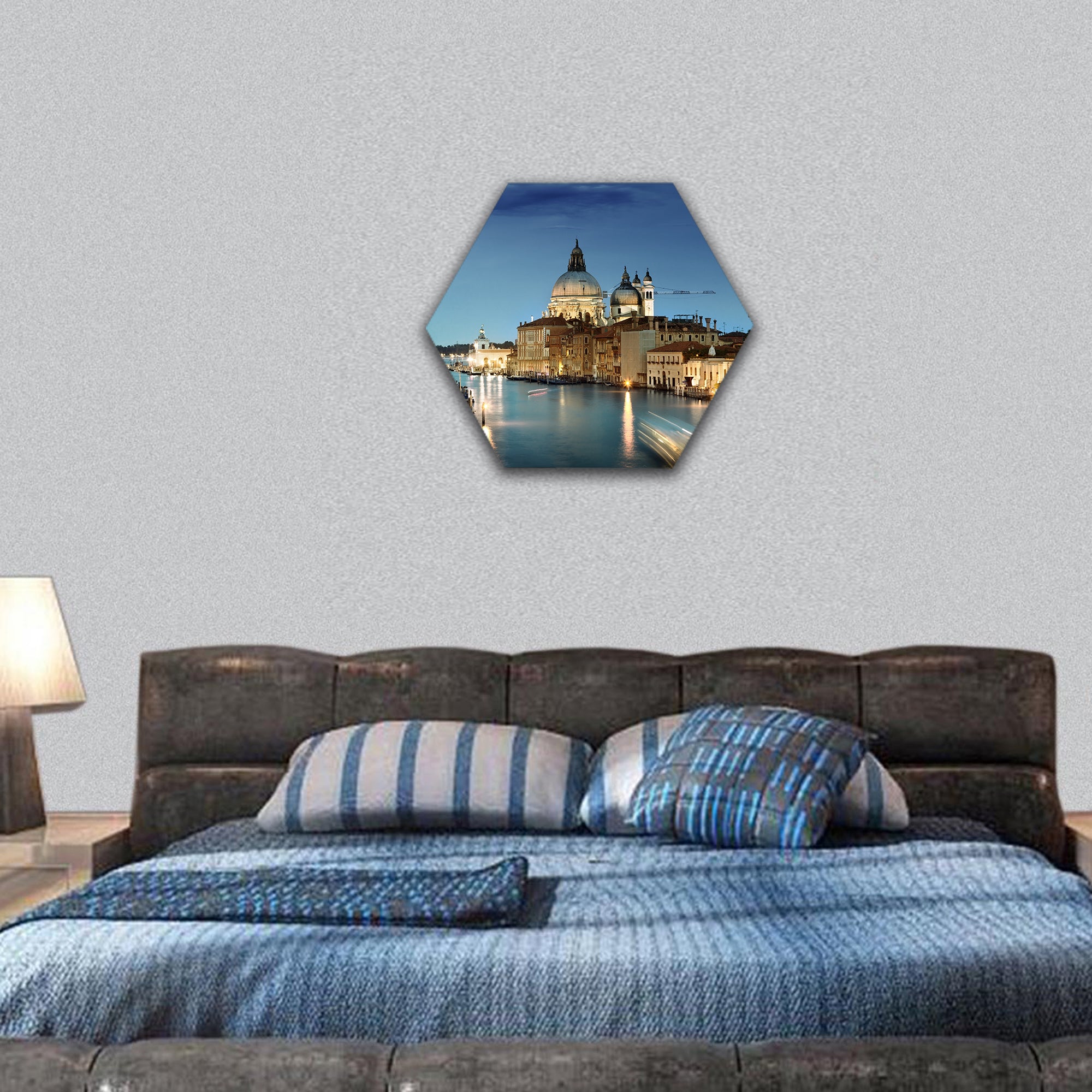 Grand Canal and Basilica Santa Maria della Salute, hexagonal canvas wall art