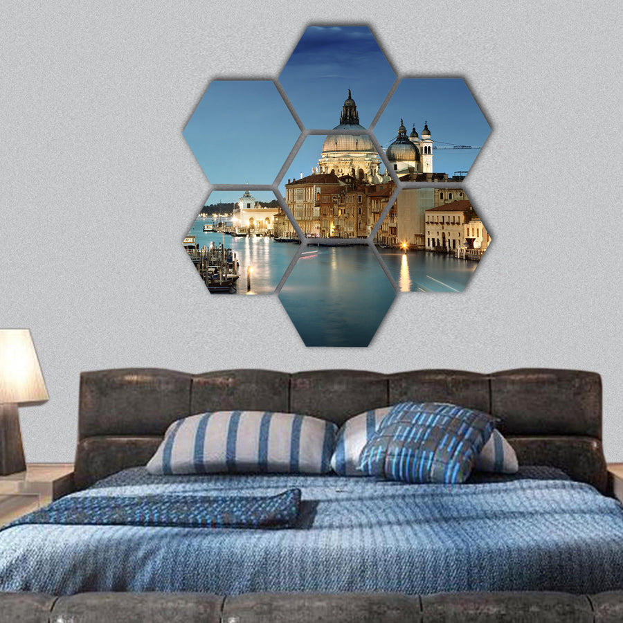 Grand Canal and Basilica Santa Maria della Salute, hexagonal canvas wall art