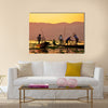 Fishermen is finish a day of fishing in Inle lake, Myanmar Burma Multi panel canvas wall art