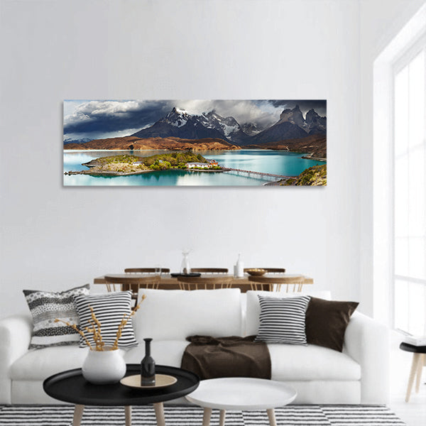 Lake Pehoe panoramic canvas wall art