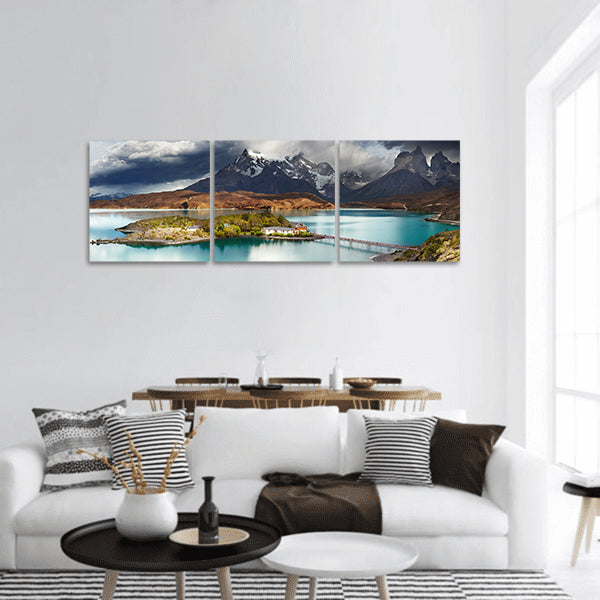 Lake Pehoe panoramic canvas wall art
