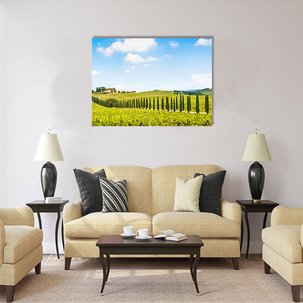 Panoramic view of scenic Tuscany landscape Multi Panel Canvas Wall Art