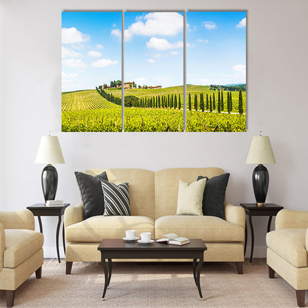 Panoramic view of scenic Tuscany landscape Multi Panel Canvas Wall Art