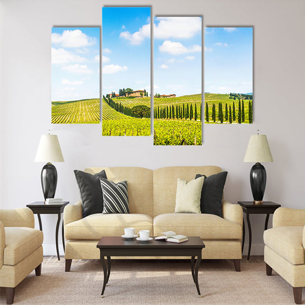 Panoramic view of scenic Tuscany landscape Multi Panel Canvas Wall Art