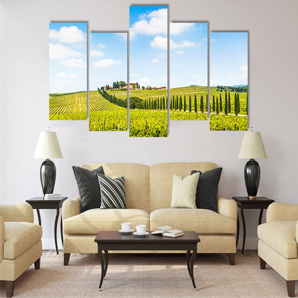 Panoramic view of scenic Tuscany landscape Multi Panel Canvas Wall Art