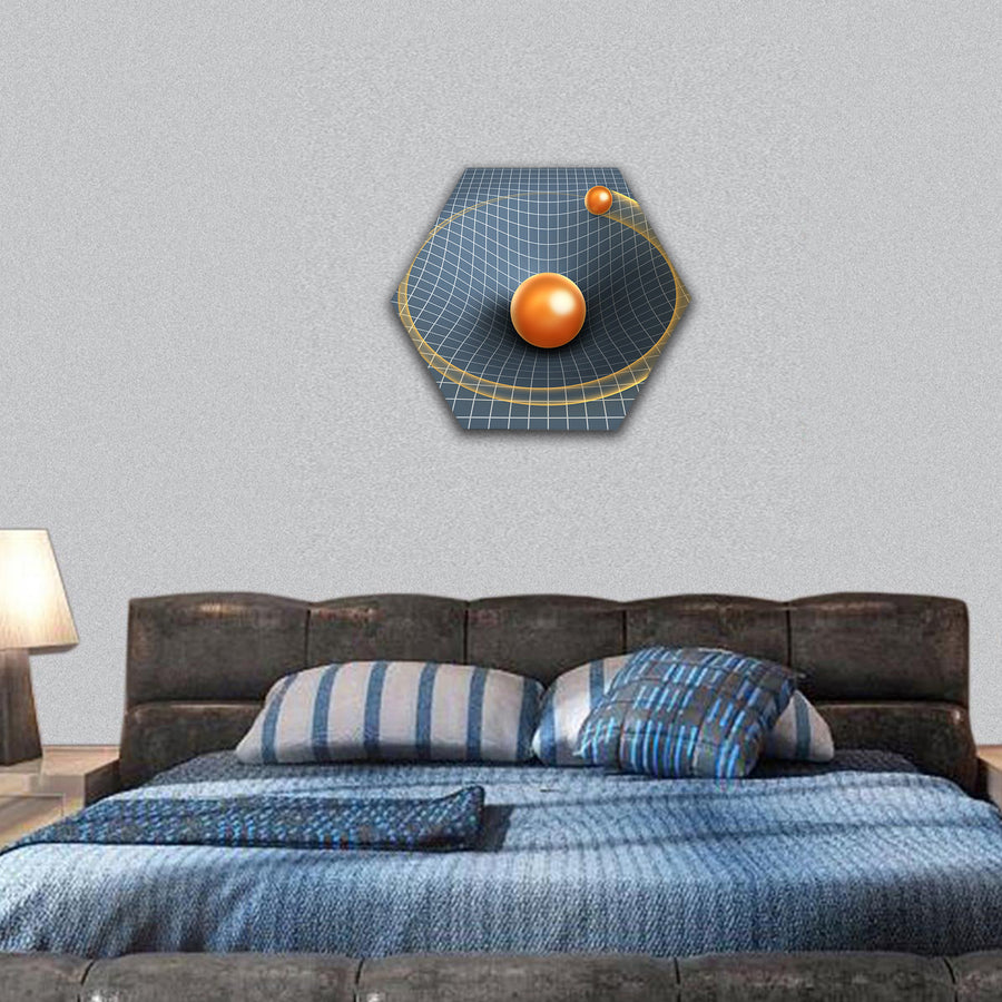 object affecting space time and other objects motion hexagonal canvas wall art