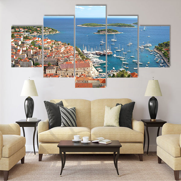 Gorgeous picturesque view on the Old Town of Hvar Multi panel canvas wall art