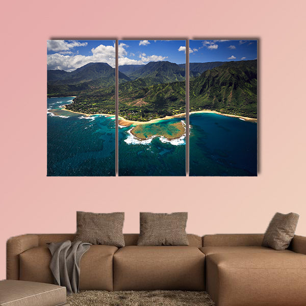 Aerial View of Tunnels Beach and reef system of Multi panel canvas wall art