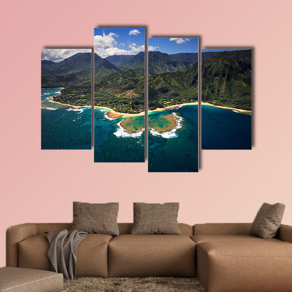 Aerial View of Tunnels Beach and reef system of Multi panel canvas wall art